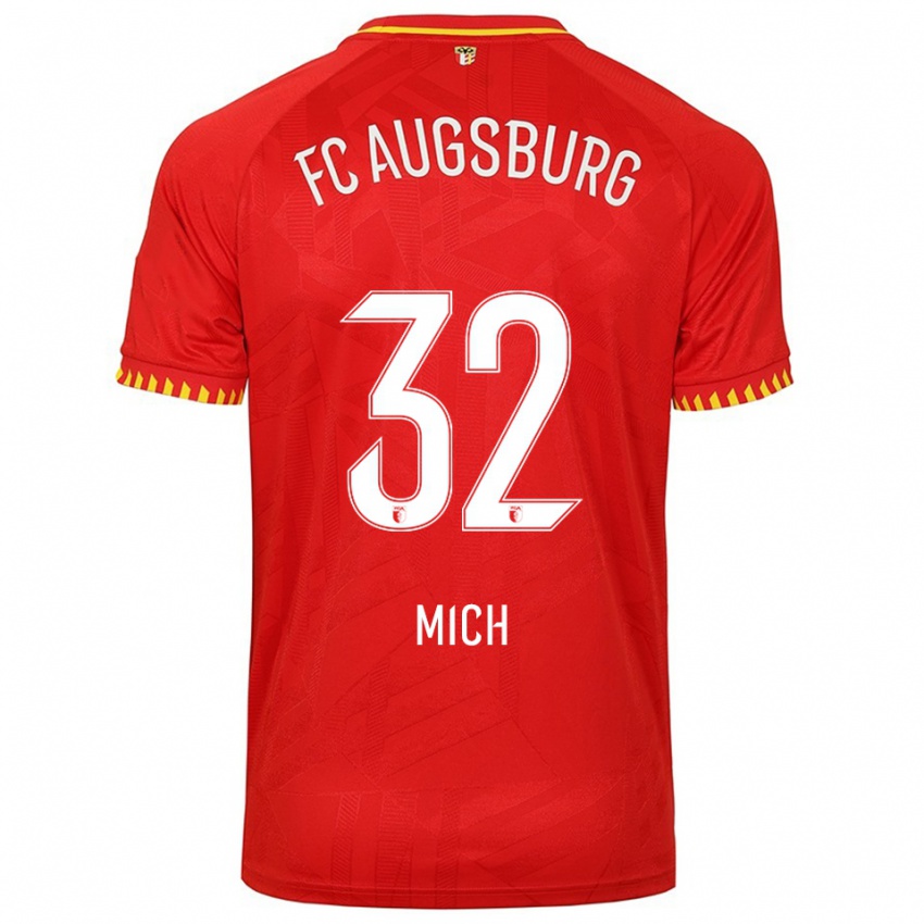 ילדים Fabian Mich #32 אדום צהוב הרחק ג'רזי 2025/26 חולצה קצרה