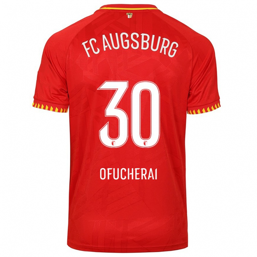 ילדים Isaac Ofucherai #30 אדום צהוב הרחק ג'רזי 2025/26 חולצה קצרה