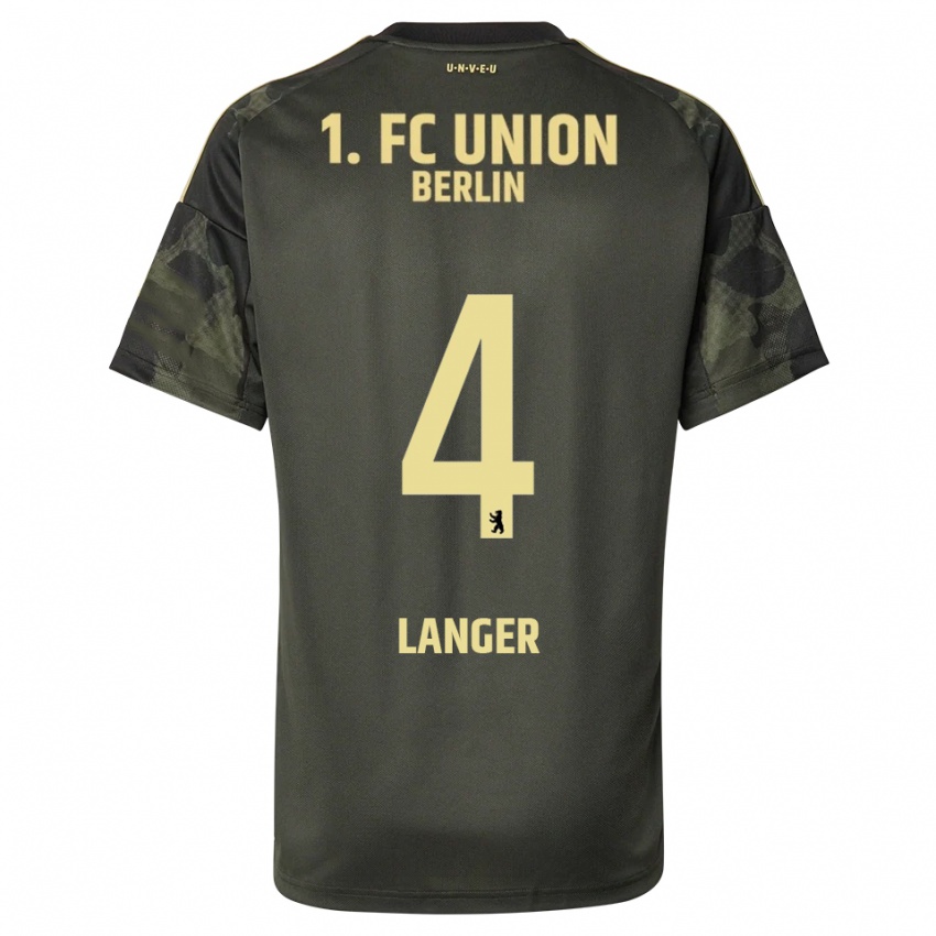 ילדים Richard Langer #4 ירוק כהה שחור הרחק ג'רזי 2025/26 חולצה קצרה