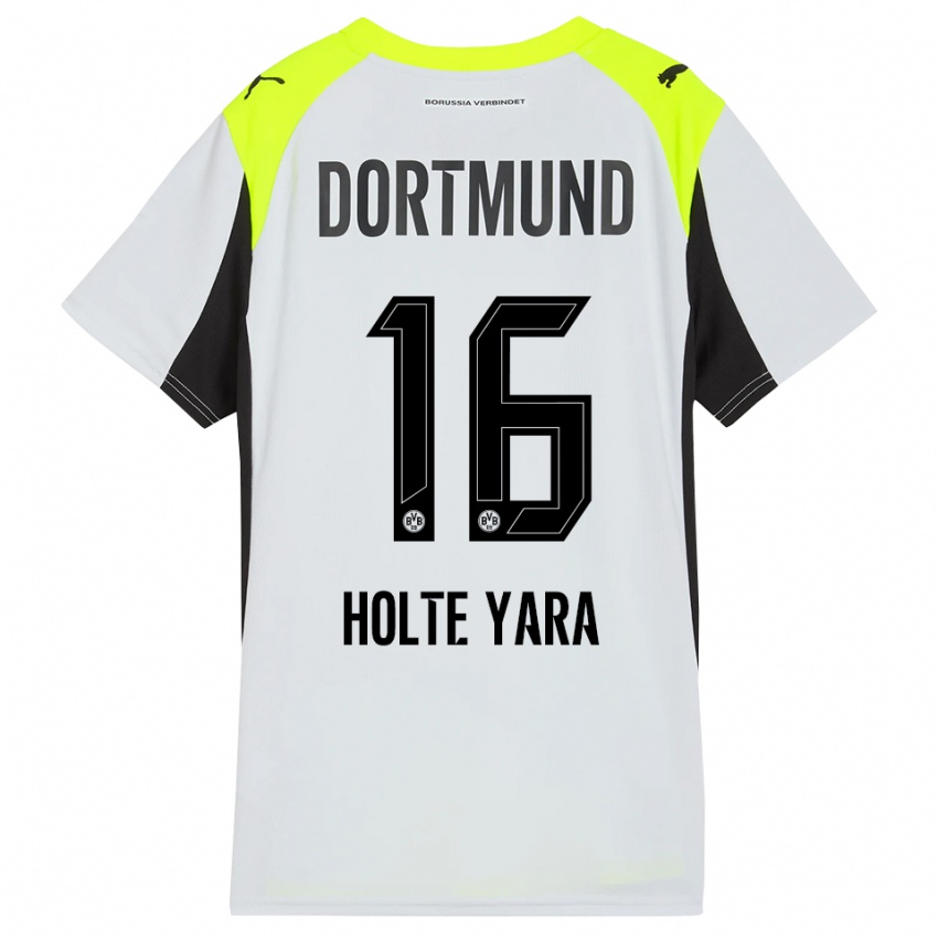 ילדים יארה טן הולט #16 צהוב פלואורסצנטי הרחק ג'רזי 2025/26 חולצה קצרה