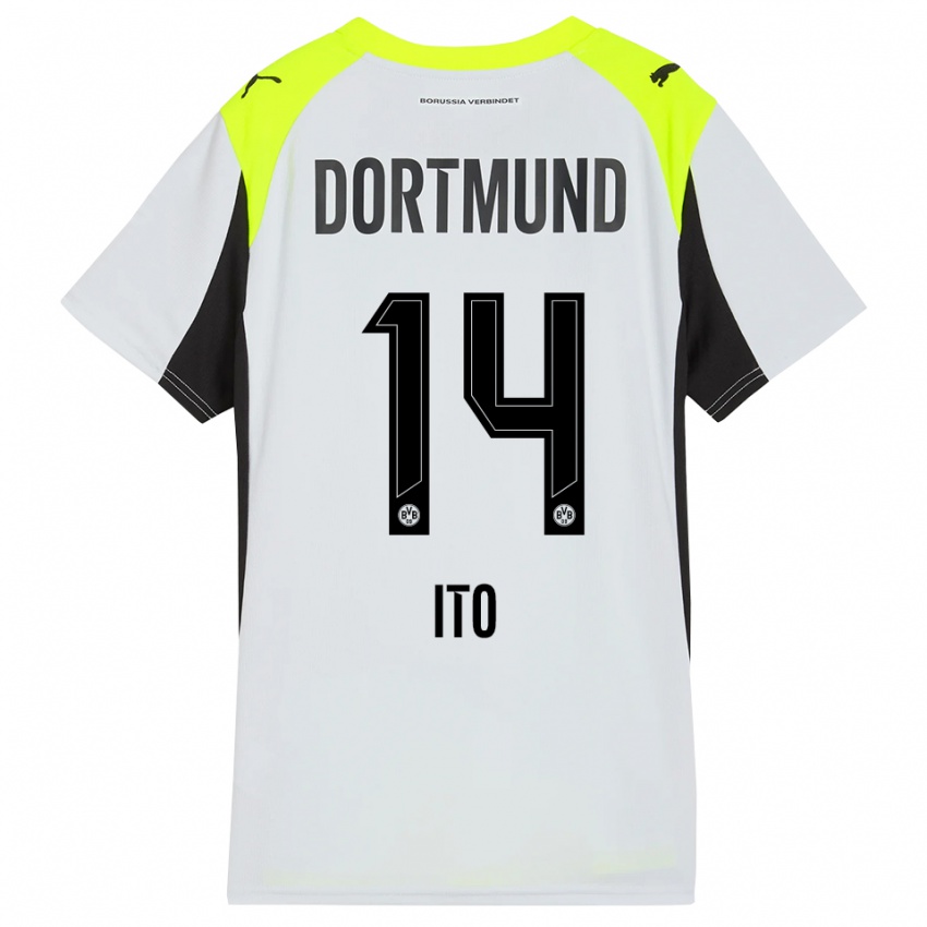 ילדים שרה איטו #14 צהוב פלואורסצנטי הרחק ג'רזי 2025/26 חולצה קצרה