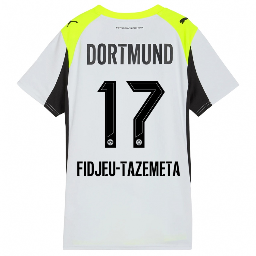 ילדים תיירי פיג'או טאזמטה #17 צהוב פלואורסצנטי הרחק ג'רזי 2025/26 חולצה קצרה