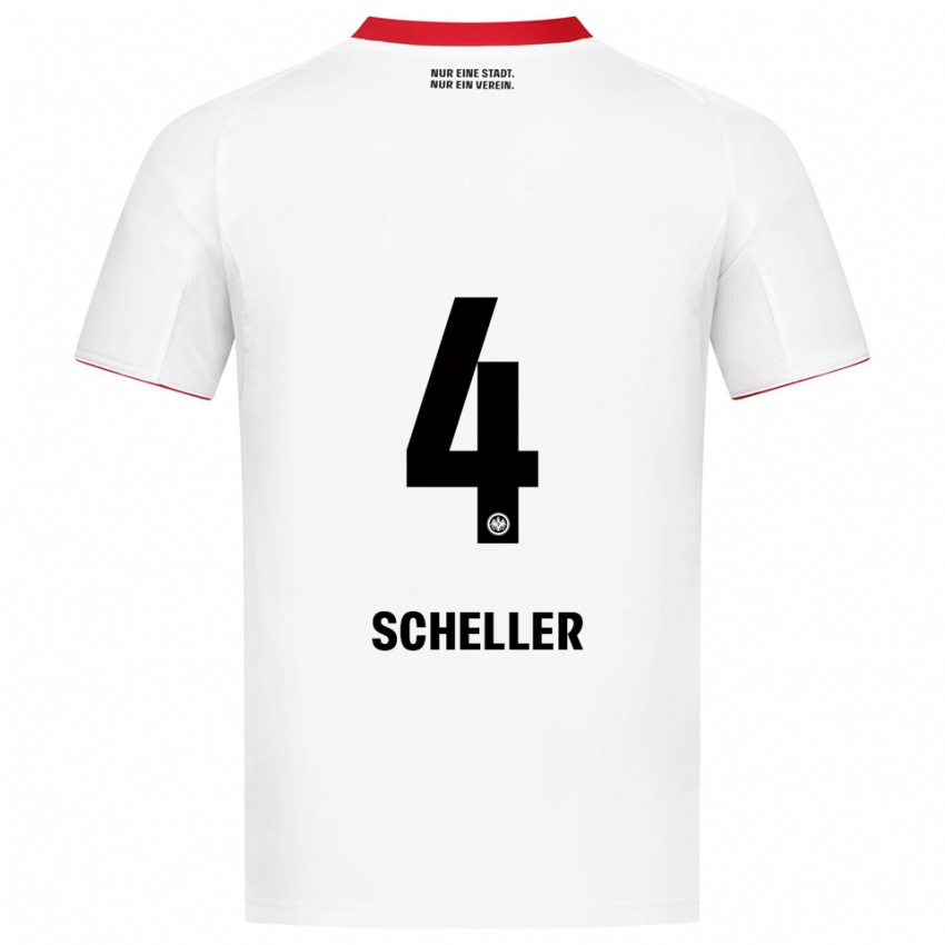 ילדים ניקלאס שלר #4 לבן אדום הרחק ג'רזי 2025/26 חולצה קצרה