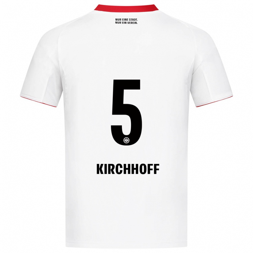 ילדים בנימין קירכהוף #5 לבן אדום הרחק ג'רזי 2025/26 חולצה קצרה