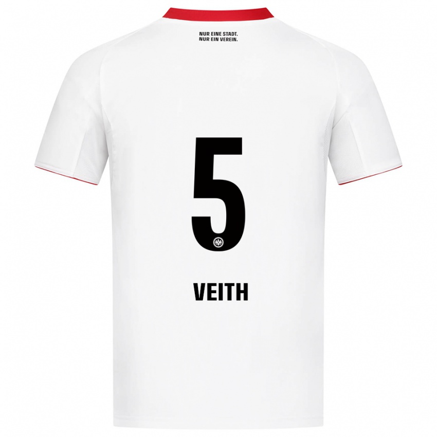 ילדים Titus Veith #5 לבן אדום הרחק ג'רזי 2025/26 חולצה קצרה