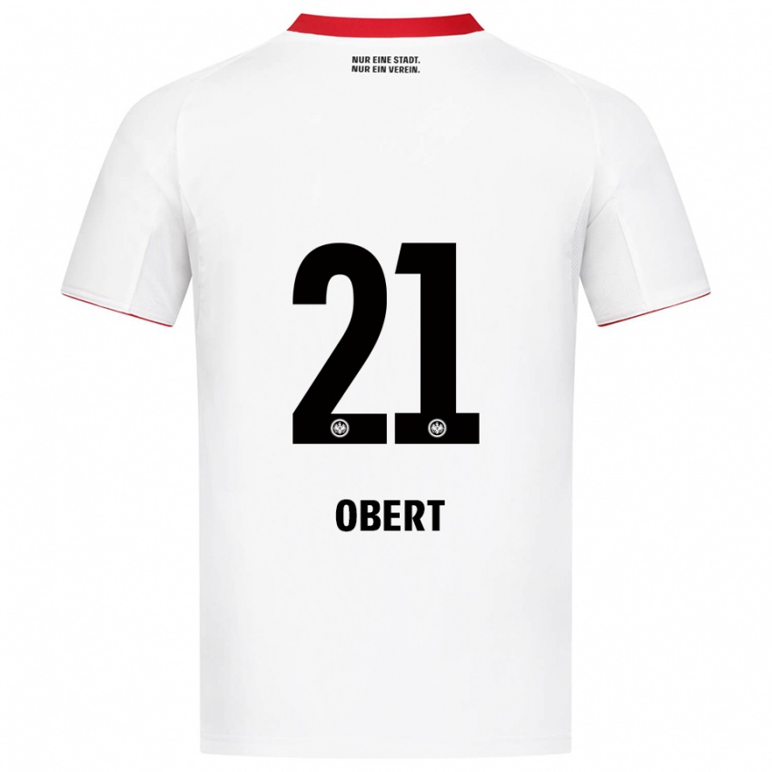 ילדים יורי אוברט #21 לבן אדום הרחק ג'רזי 2025/26 חולצה קצרה