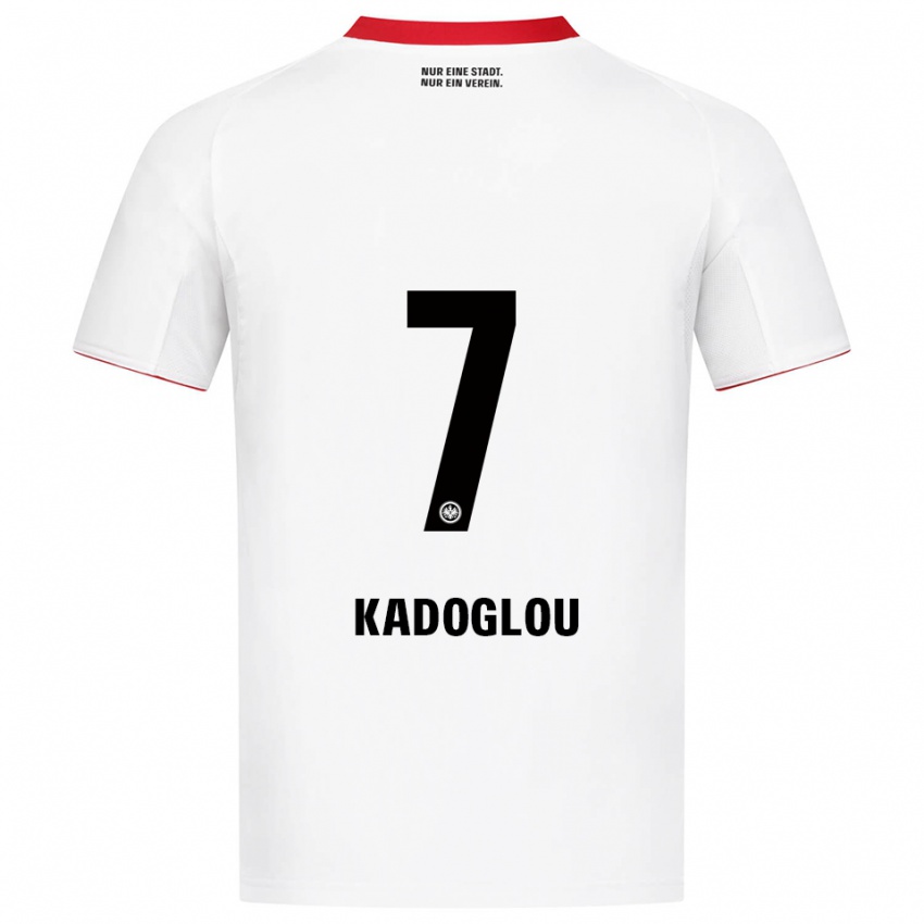 ילדים Alexandros Kadoglou #7 לבן אדום הרחק ג'רזי 2025/26 חולצה קצרה