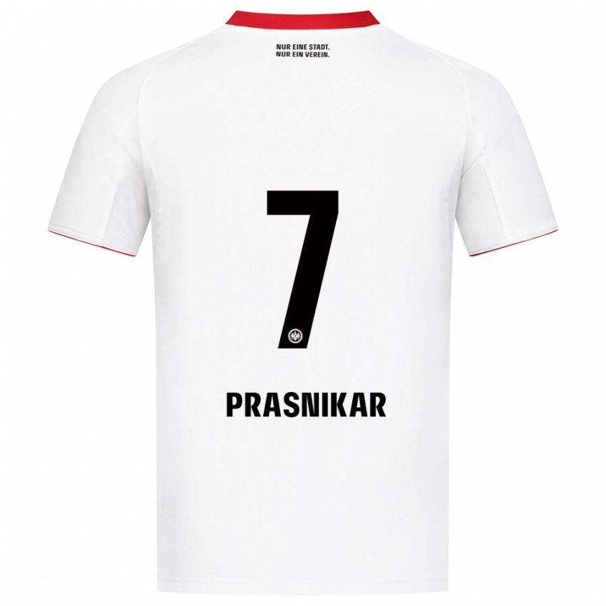 ילדים לארה פרשניקר #7 לבן אדום הרחק ג'רזי 2025/26 חולצה קצרה