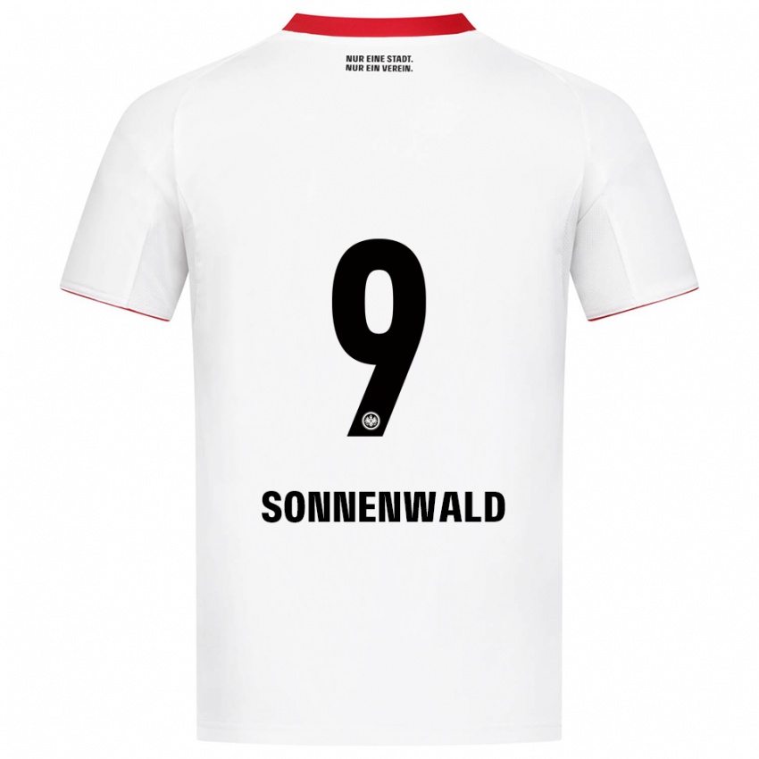 ילדים לוקאס סוננוולד #9 לבן אדום הרחק ג'רזי 2025/26 חולצה קצרה