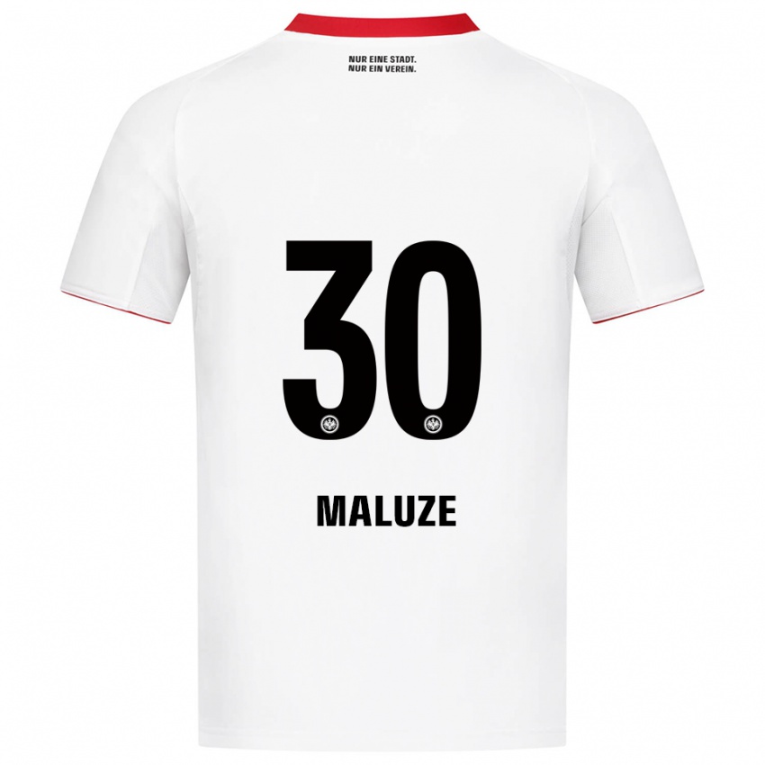 ילדים Jeremiaha Maluze #30 לבן אדום הרחק ג'רזי 2025/26 חולצה קצרה
