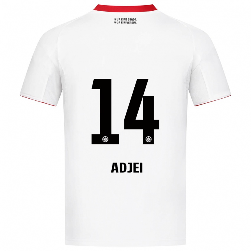 ילדים Allen Adjei #14 לבן אדום הרחק ג'רזי 2025/26 חולצה קצרה