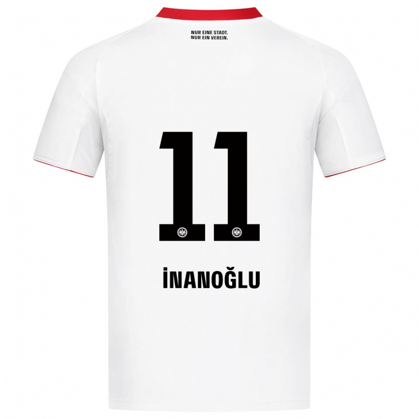 ילדים Kaan İnanoğlu #11 לבן אדום הרחק ג'רזי 2025/26 חולצה קצרה