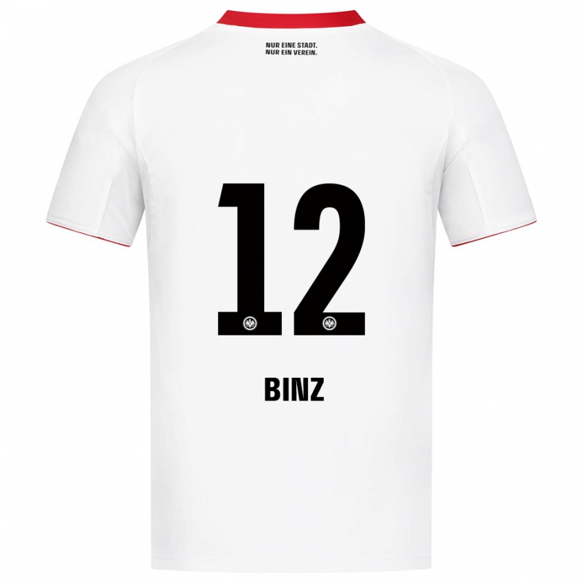 ילדים Sam Binz #12 לבן אדום הרחק ג'רזי 2025/26 חולצה קצרה