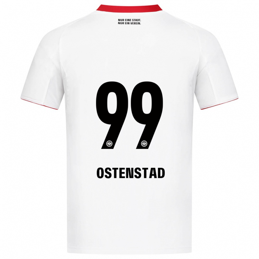 ילדים Marthine Østenstad #99 לבן אדום הרחק ג'רזי 2025/26 חולצה קצרה