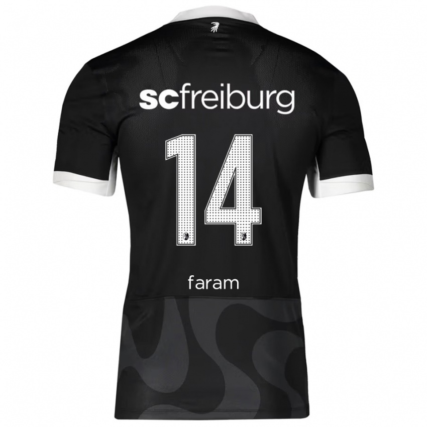 ילדים Djamal Faram #14 שחור לבן הרחק ג'רזי 2025/26 חולצה קצרה