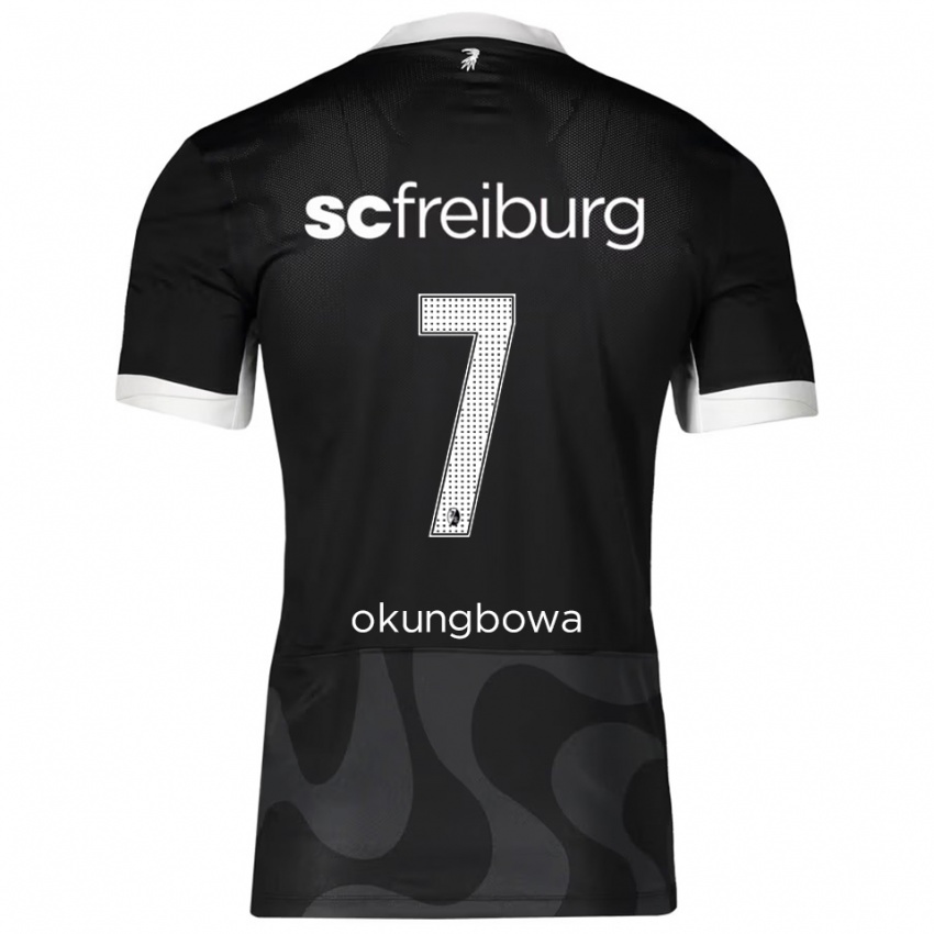 ילדים Osagie Okungbowa #7 שחור לבן הרחק ג'רזי 2025/26 חולצה קצרה