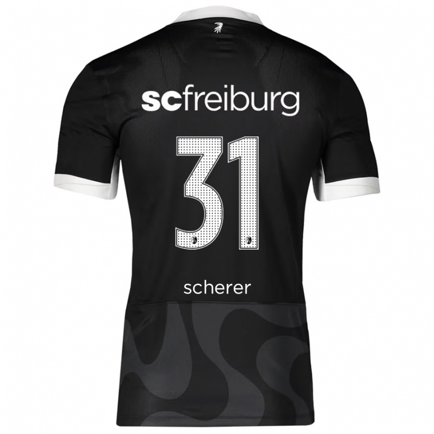 ילדים Nora Scherer #31 שחור לבן הרחק ג'רזי 2025/26 חולצה קצרה