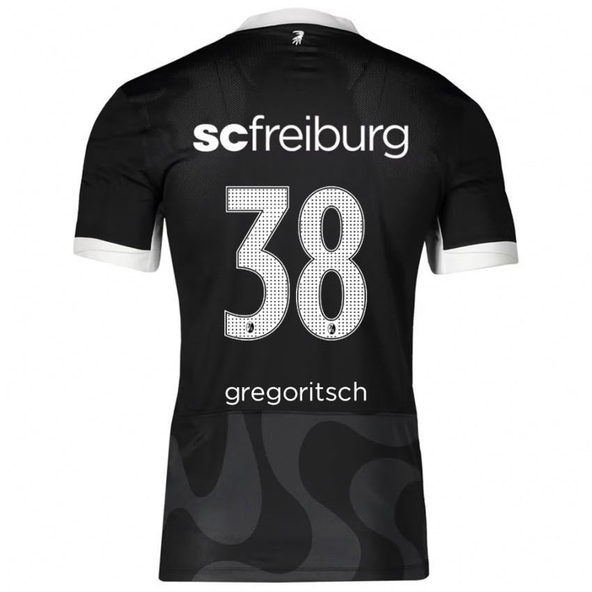 ילדים מיכאל גרגוריץ' #38 שחור לבן הרחק ג'רזי 2025/26 חולצה קצרה