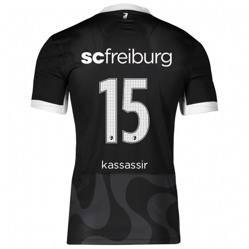 ילדים Malik Kassassir #15 שחור לבן הרחק ג'רזי 2025/26 חולצה קצרה