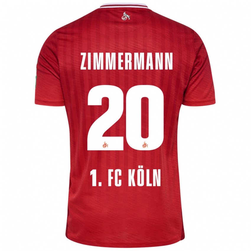 ילדים Nick Zimmermann #20 אדום לבן הרחק ג'רזי 2025/26 חולצה קצרה