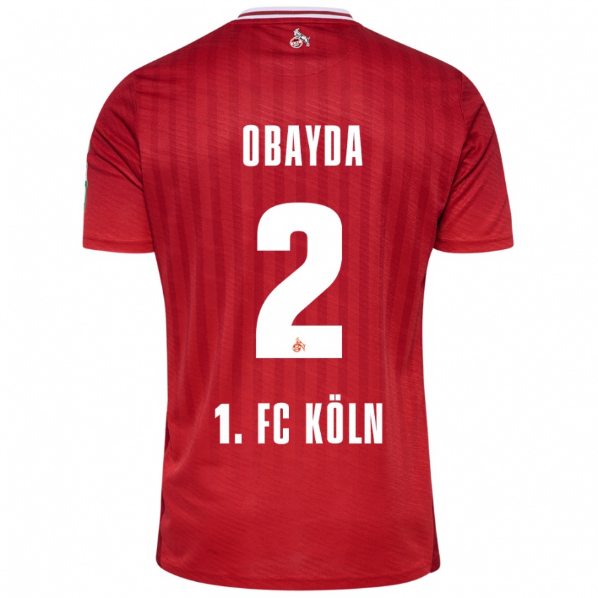 ילדים Yazan Obayda #2 אדום לבן הרחק ג'רזי 2025/26 חולצה קצרה