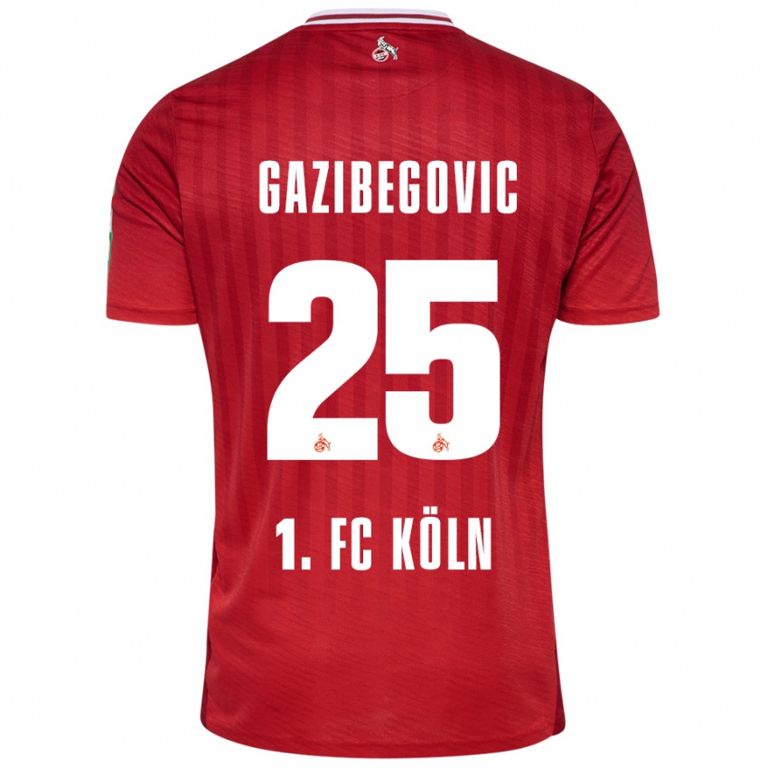 ילדים יוסוף גזיבגוביץ' #25 אדום לבן הרחק ג'רזי 2025/26 חולצה קצרה