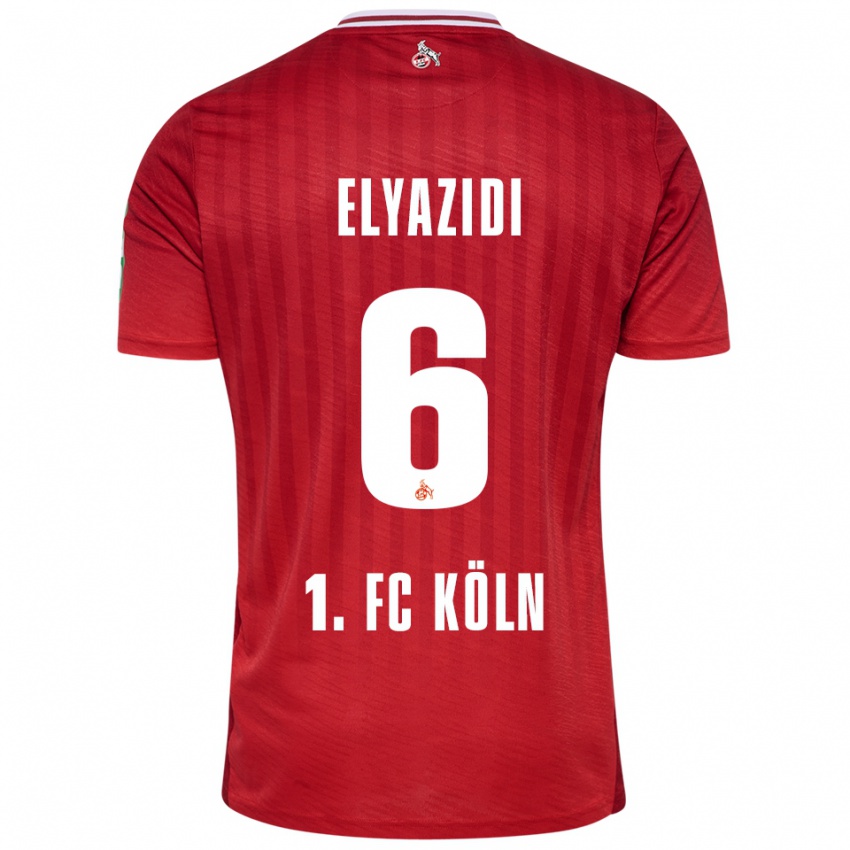 ילדים Ilias Elyazidi #6 אדום לבן הרחק ג'רזי 2025/26 חולצה קצרה