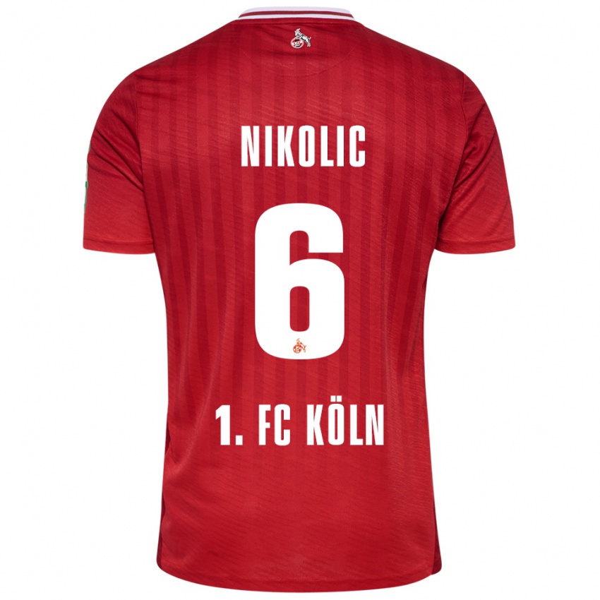 ילדים Milan Nikolic #6 אדום לבן הרחק ג'רזי 2025/26 חולצה קצרה
