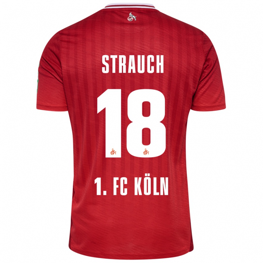 ילדים גאורג שטראוך #18 אדום לבן הרחק ג'רזי 2025/26 חולצה קצרה