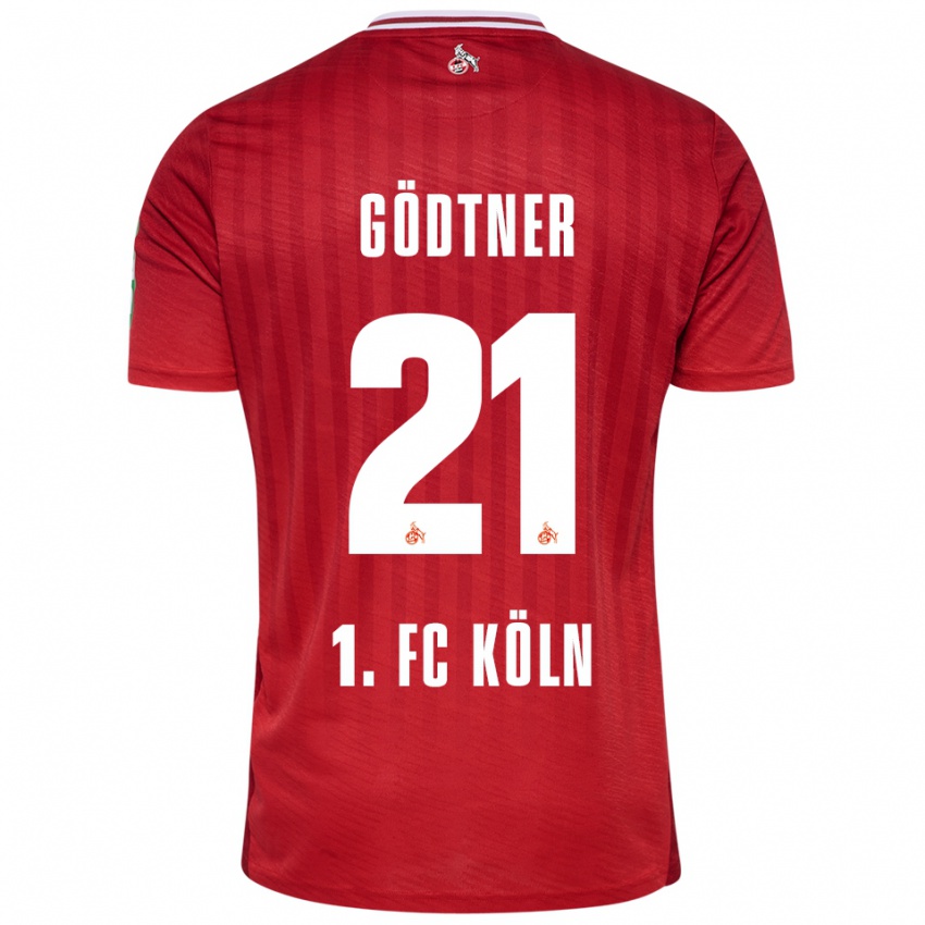 ילדים Matteo Gödtner #21 אדום לבן הרחק ג'רזי 2025/26 חולצה קצרה