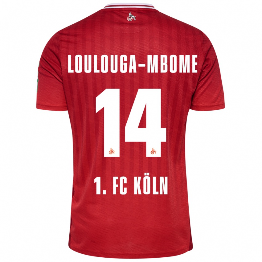ילדים Pascal Loulouga-Mbome #14 אדום לבן הרחק ג'רזי 2025/26 חולצה קצרה