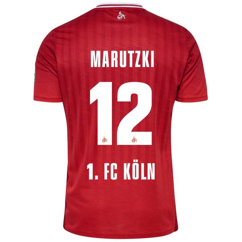 ילדים Mikolaj Marutzki #12 אדום לבן הרחק ג'רזי 2025/26 חולצה קצרה