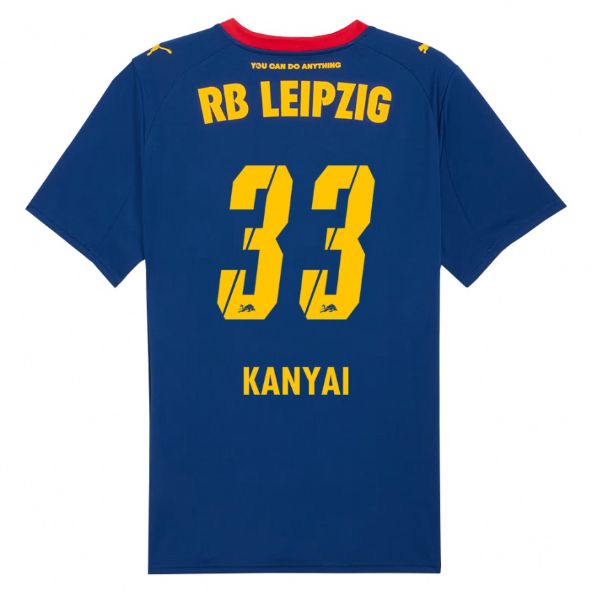 ילדים Janos Kanyai #33 נייבי אדום הרחק ג'רזי 2025/26 חולצה קצרה