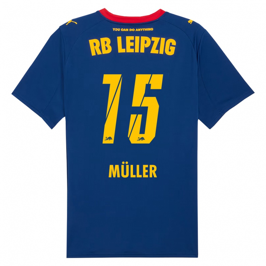 ילדים Hannes Müller #15 נייבי אדום הרחק ג'רזי 2025/26 חולצה קצרה