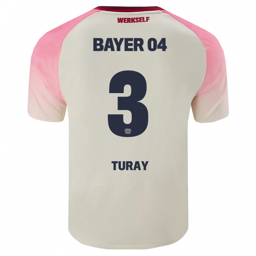 ילדים Osman Turay #3 ורוד אוף וויט הרחק ג'רזי 2025/26 חולצה קצרה