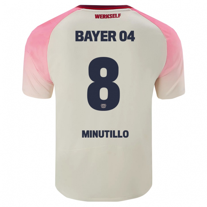 ילדים Gabriel Minutillo #8 ורוד אוף וויט הרחק ג'רזי 2025/26 חולצה קצרה