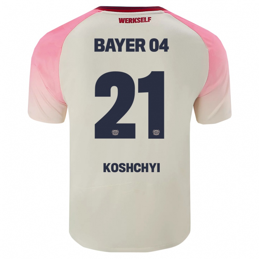 ילדים Yegor Koshchyi #21 ורוד אוף וויט הרחק ג'רזי 2025/26 חולצה קצרה