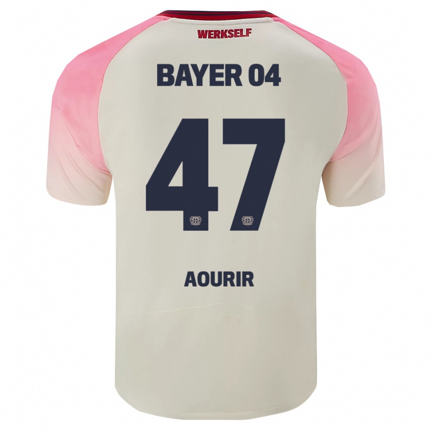 ילדים Ayman Aourir #47 ורוד אוף וויט הרחק ג'רזי 2025/26 חולצה קצרה