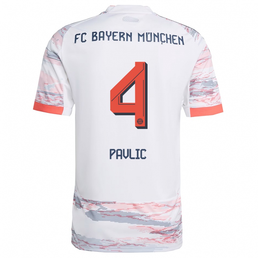 ילדים Raphael Pavlic #4 לבן אפור הרחק ג'רזי 2025/26 חולצה קצרה