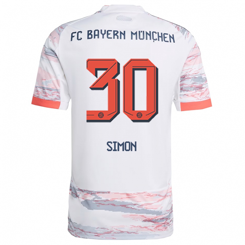 ילדים קרולין סימון #30 לבן אפור הרחק ג'רזי 2025/26 חולצה קצרה