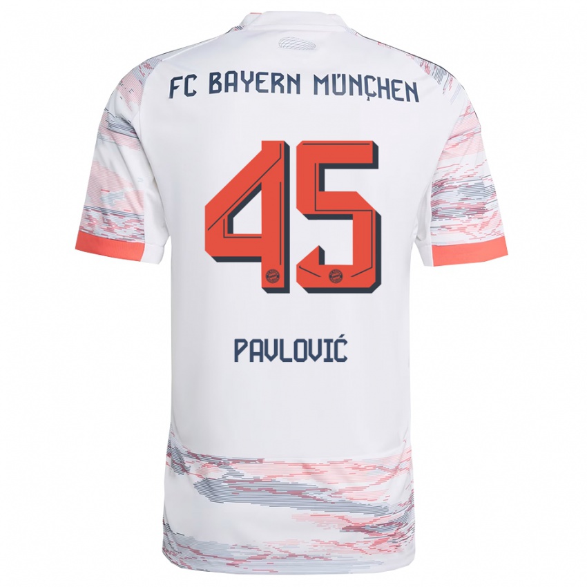 ילדים סשה פבלוביץ' #45 לבן אפור הרחק ג'רזי 2025/26 חולצה קצרה ילדים סשה פבלוביץ' #45 לבן אפור הרחק ג'רזי 2025/26 חולצה קצרה