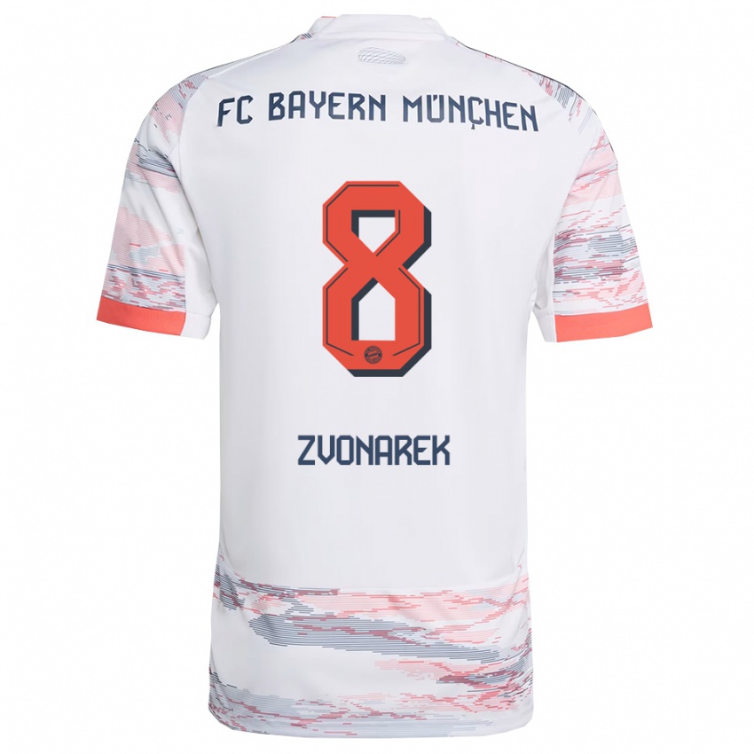 ילדים לוברו זבונארק #8 לבן אפור הרחק ג'רזי 2025/26 חולצה קצרה