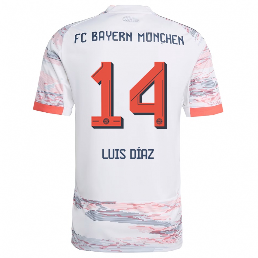 ילדים לואיס דיאס #14 לבן אפור הרחק ג'רזי 2025/26 חולצה קצרה