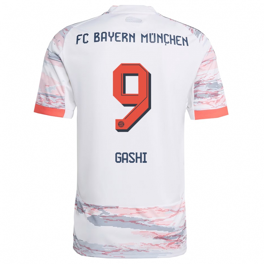 ילדים Yll Gashi #9 לבן אפור הרחק ג'רזי 2025/26 חולצה קצרה