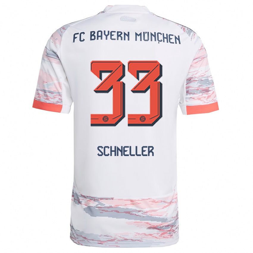 ילדים לוקאס שנלר #33 לבן אפור הרחק ג'רזי 2025/26 חולצה קצרה