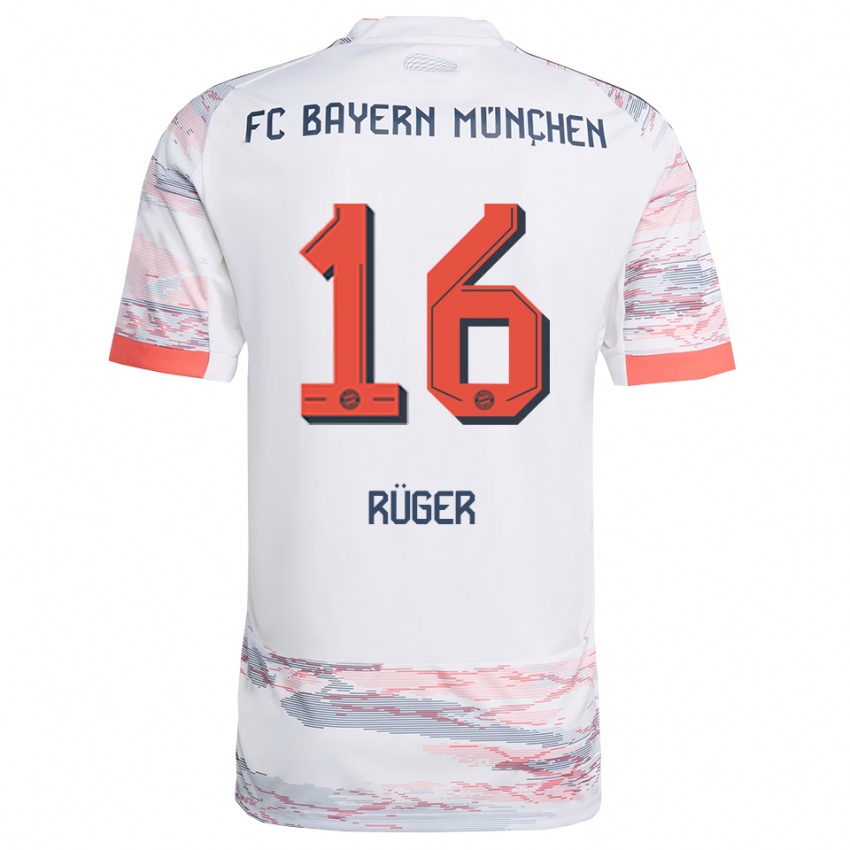 ילדים קורט ריגר #16 לבן אפור הרחק ג'רזי 2025/26 חולצה קצרה