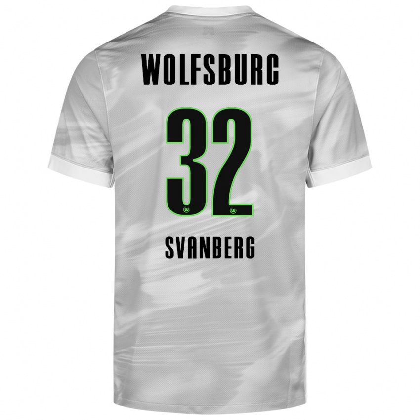 ילדים מתיאס סוואנברג #32 אפור לבן הרחק ג'רזי 2025/26 חולצה קצרה