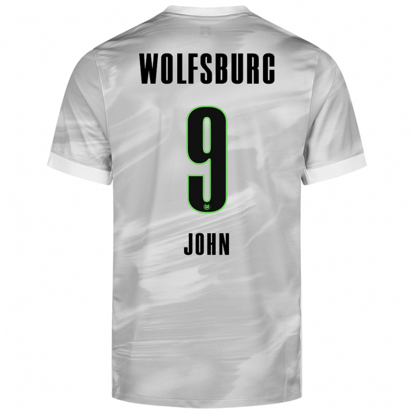 ילדים Michael John #9 אפור לבן הרחק ג'רזי 2025/26 חולצה קצרה