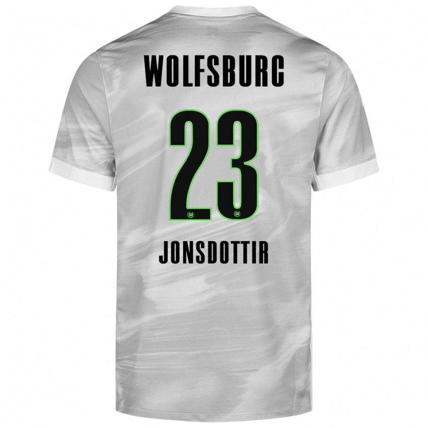 ילדים סוויינדיס ג׳יין יונסדוטיר #23 אפור לבן הרחק ג'רזי 2025/26 חולצה קצרה