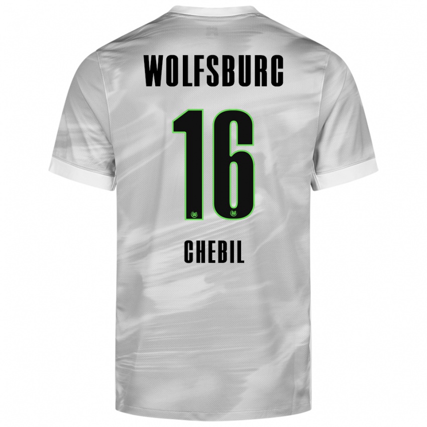 ילדים יאסין צ'ביל #16 אפור לבן הרחק ג'רזי 2025/26 חולצה קצרה